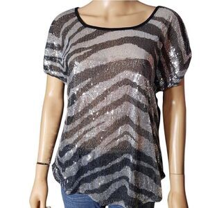 Cato zebra sequin top L
